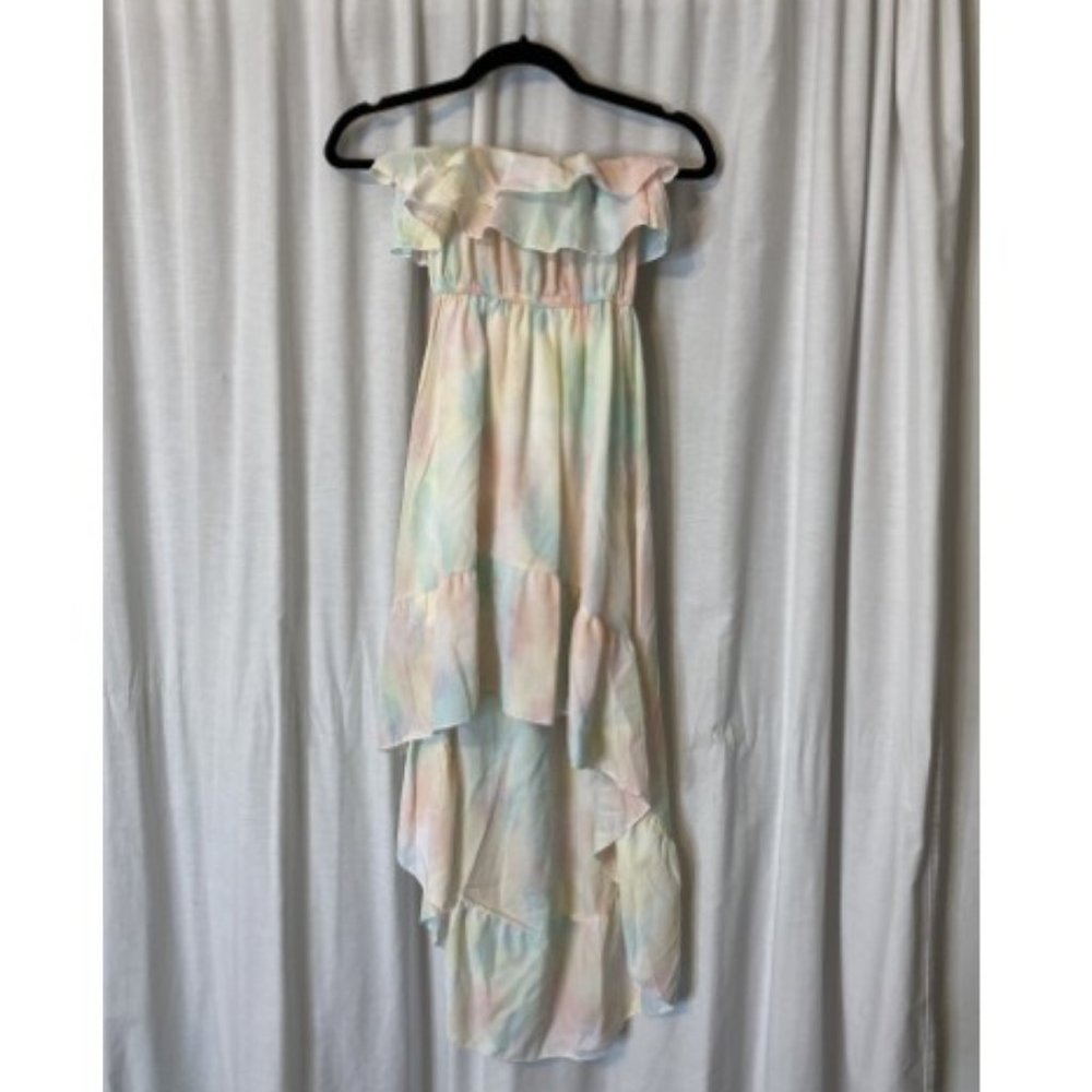 3/$20 - Strapless Rainbow Pastel High-Low Dress - Size S, Fun and Flowy